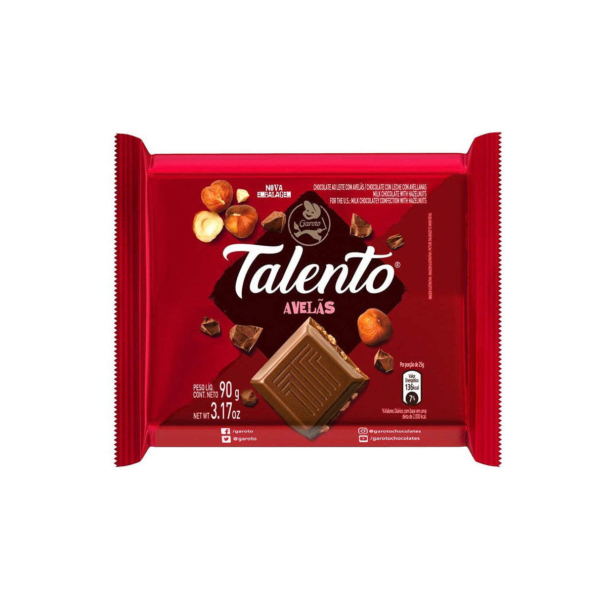 Garoto Chocolate Talento Avelãs 90g