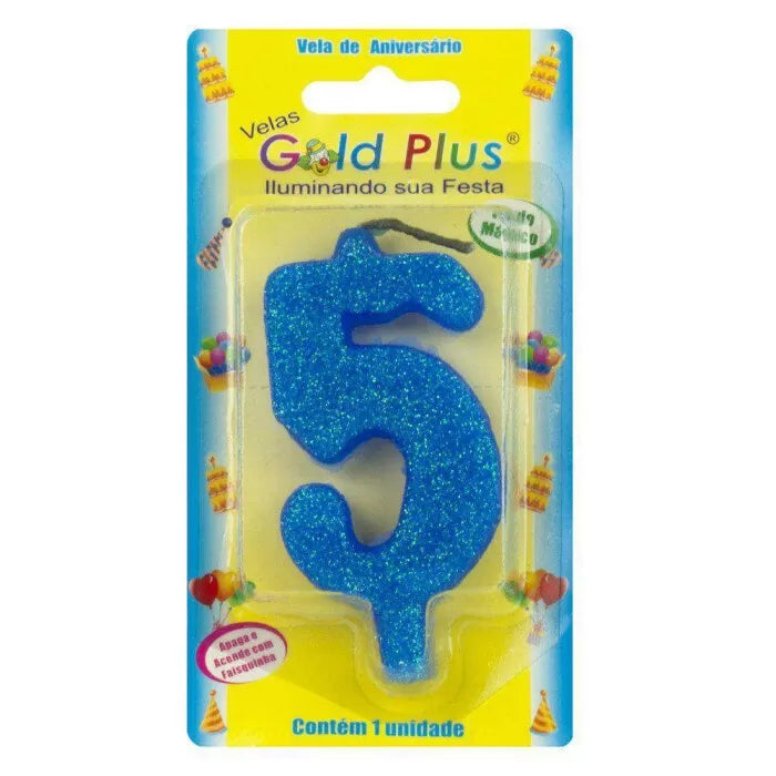 Vela de Aniversario Azul n5