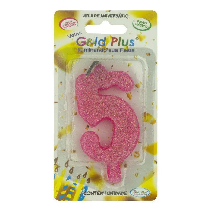 Vela de Aniversario Rosa n5