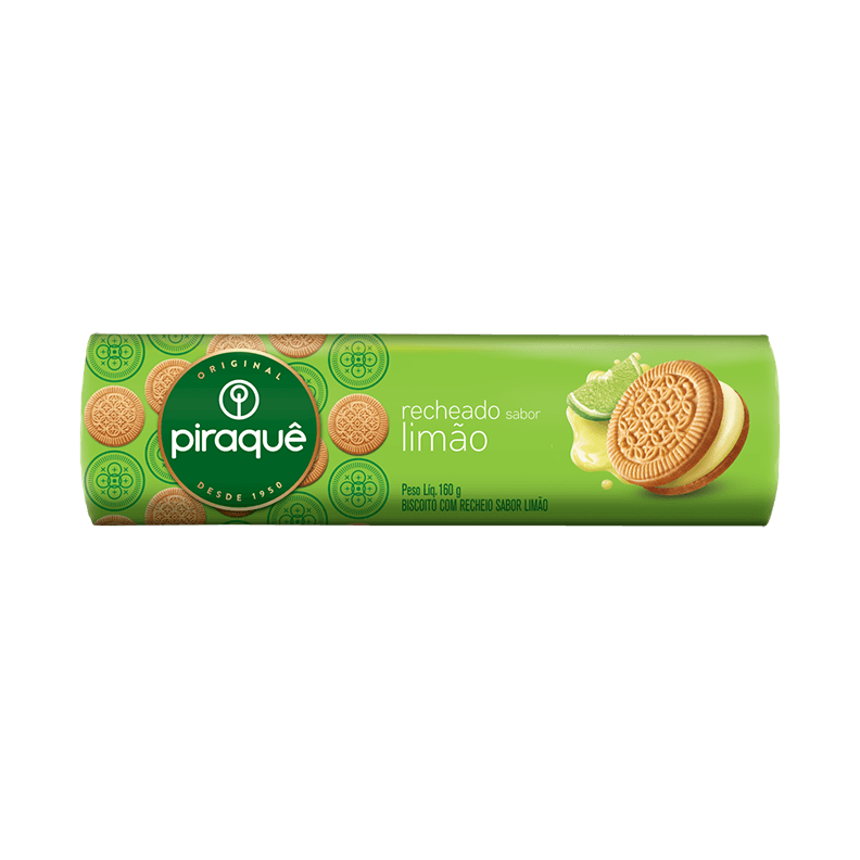 Piraque Bolacha Recheada Sabor Limao 160g