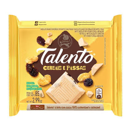 Talento Branco Cereais e Passas 85g